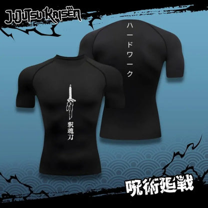 Toji Compression Shirt - Performance Sportswear for Jujutsu Kaisen Fans, Featuring Fushiguro and Zenin Designs